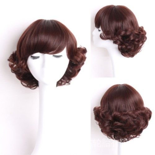 Bộ Tóc Giả Ngắn Xoăn Phong Cách retro Cho Phụ Nữ Trung Niên 8 / 2