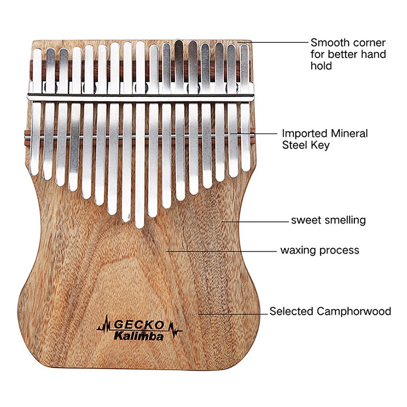 [Rẻ Vô Địch] Đàn Kalimba Gecko K17CAP 17 Phím Gỗ Long Não - Hàng có sẵn