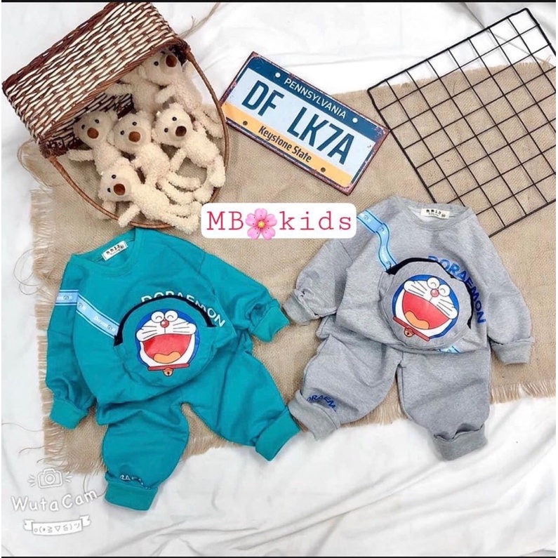 Bộ nỉ da cá hình doremon dễ thương cho bé trai, bé gái K082