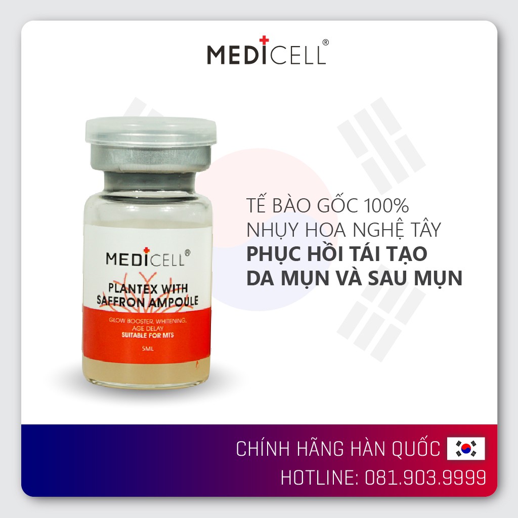 Serum tế bào gốc, kiềm dầu, cải thiện mụn, sẹo mụn, làm trắng Plantex Saffron Medicell Hàn Quốc -1 lọ