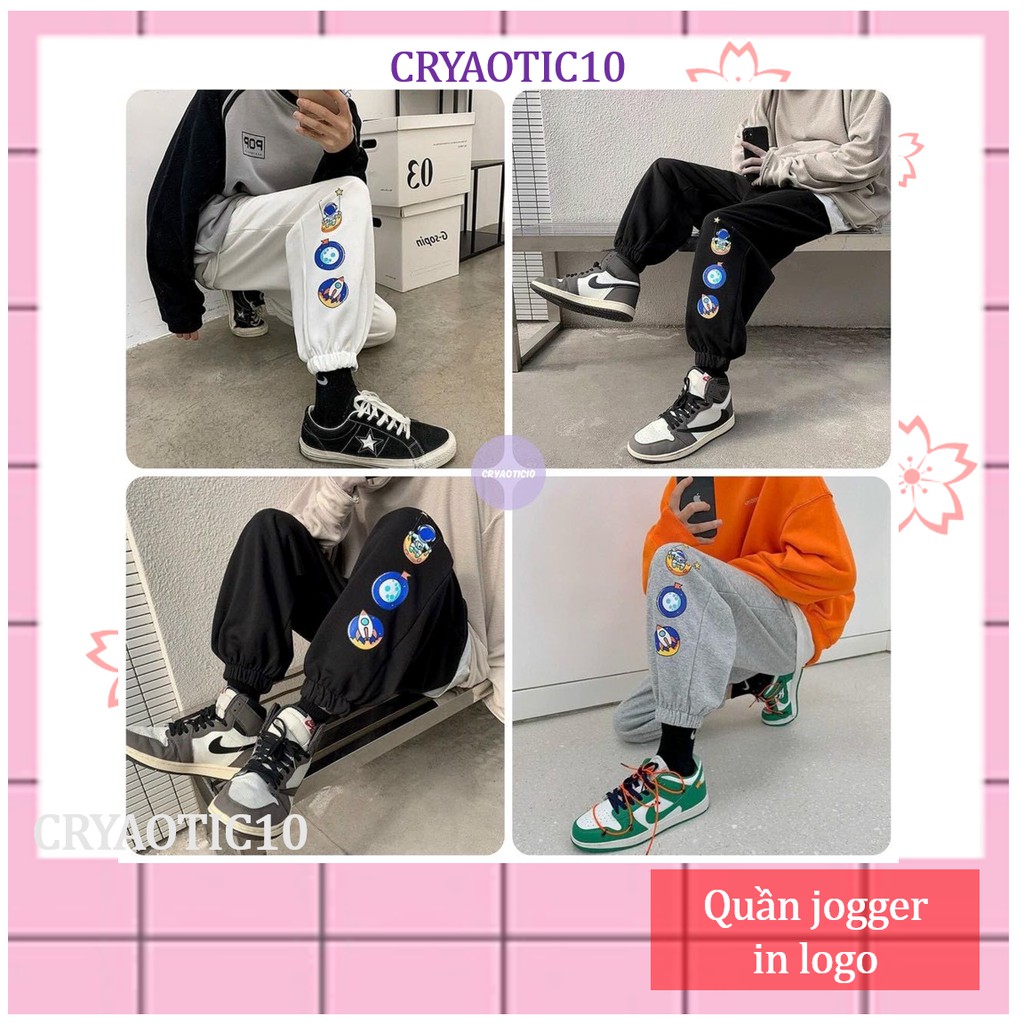 [Kèm hình thật] Quần jogger in logo vủ trụ space quần ống bo unisex Cryaotic10