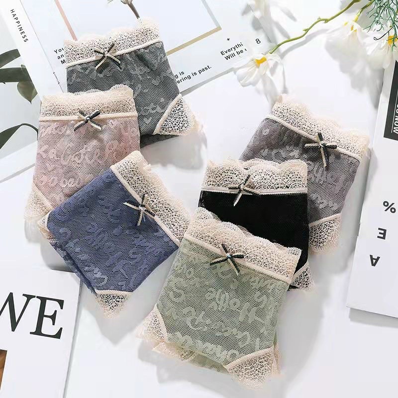 Quần lót nữ, ren vân chữ sắc nét, mềm mại chuẩn from QL69