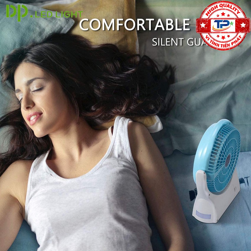 Quạt sạc tích điện DP DP-7605 tích hợp đèn LED chiếu sáng - loại quạt lớn gió rất mạnh