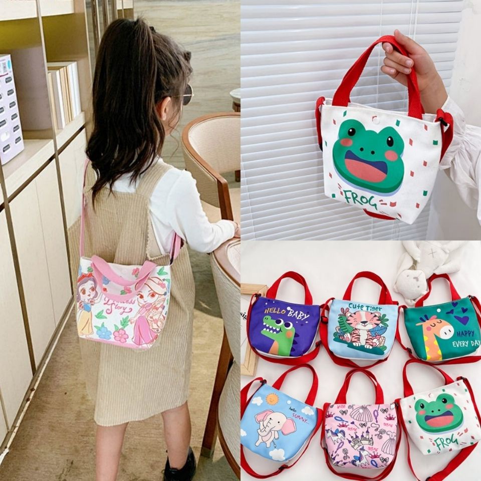 Túi Đeo Chéo Vải Canvas In Họa Tiết Hoạt Hình Dễ Thương Thời Trang Cho Bé Trai Và Gái