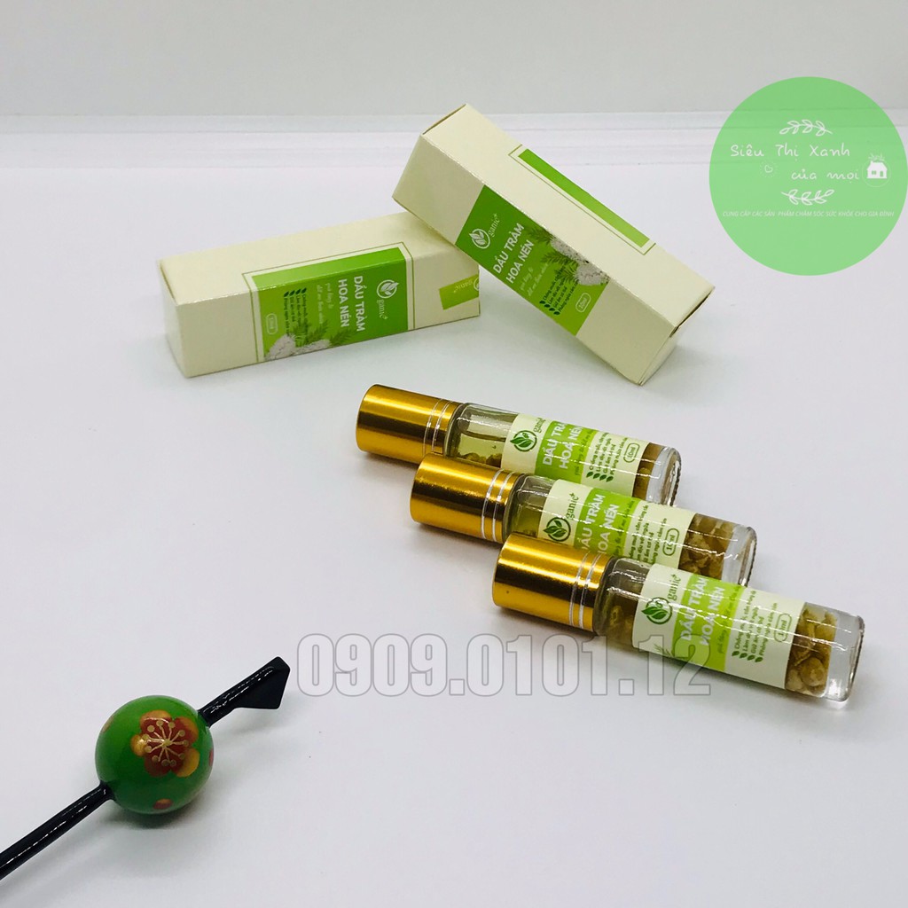 Tinh dầu tràm nguyên chất ngâm hoa hành tăm Oganic+ chai bi lăn tiện lợi 10ml
