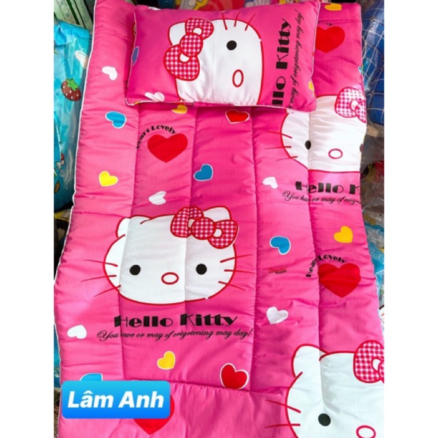Bộ Nệm Có Gối Nằm Em Bé Chần Gòn Vải Cotton Thắng Lợi
