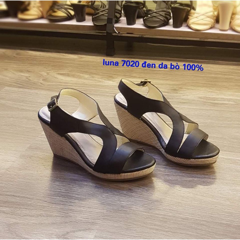 Xăng đan đế xuồng da bò êm chân LUNASHOES 6006 bảo hành 2 năm giày trung niên nữ cho mẹ