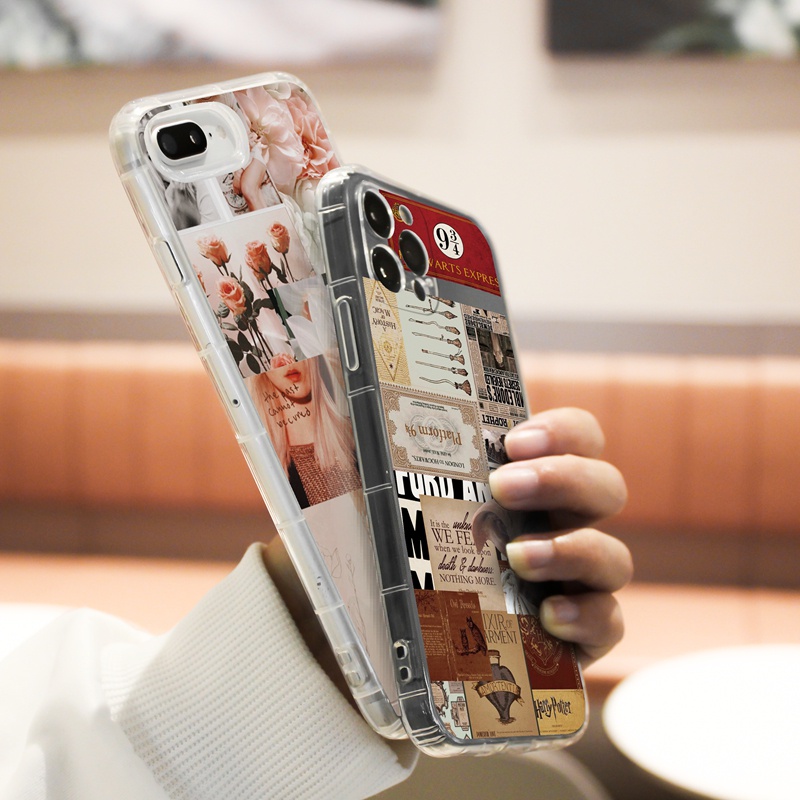 Ốp lưng iphone Ốp điện thoại Suntaiho TPU trong suốt in họa tiết retro cho IPhone 13 12 11 Pro Max X Xs Max XR 8 7 6 6S Plus