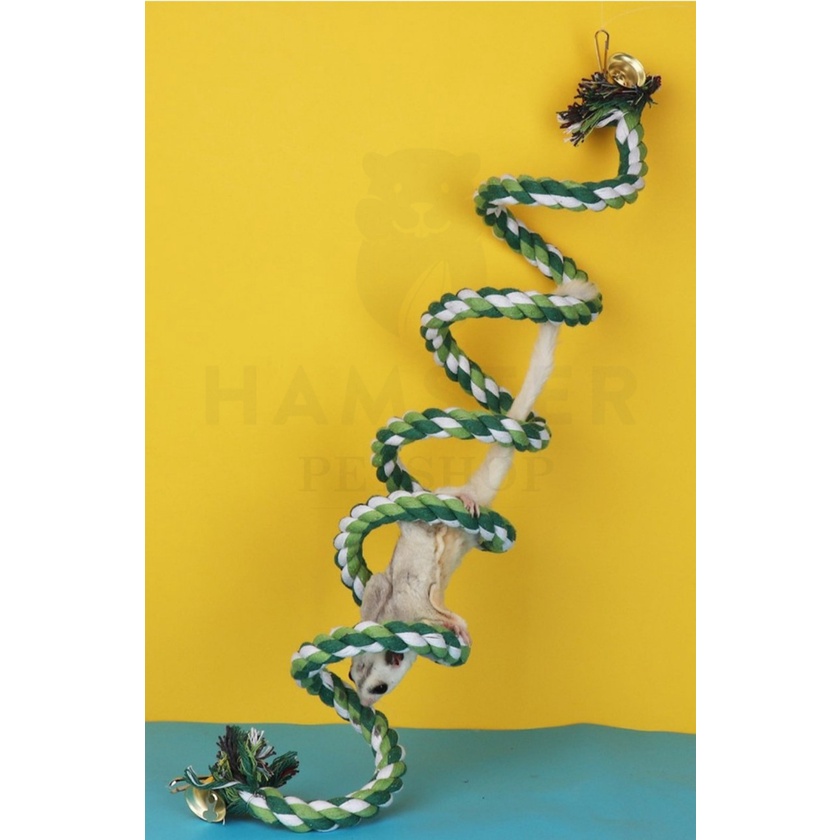 ĐỒ CHƠI DÂY THỪNG COTTON DẠNG XOẮN ỐC TREO LỒNG CHO SÓC , CHIM, VẸT