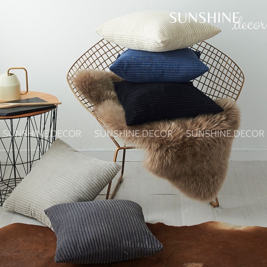 Vỏ gối sofa, bọc gối tựa lưng vải nhung màu sắc tối giản phong cách Hàn Quốc- Sunshine.decor