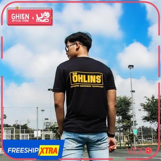 Áo thun ohlins biker tay ngắn tem xe