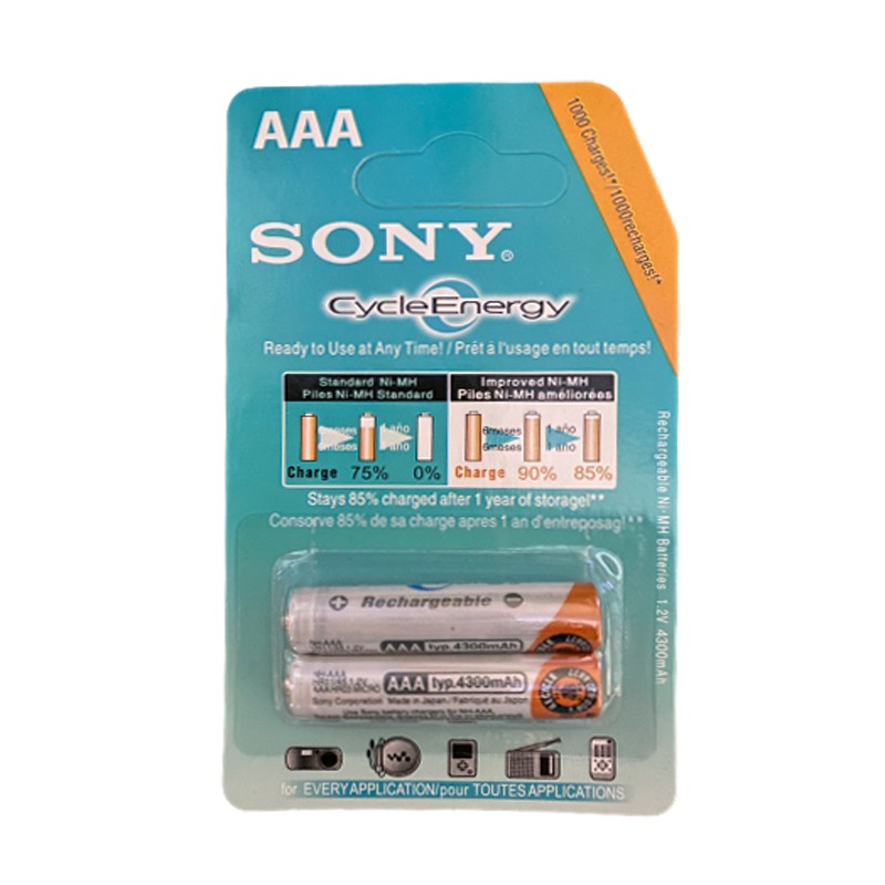 Combo vĩ 2 viên pin sạc AAA (3A) Sony CycleEnergy 4300 mAh