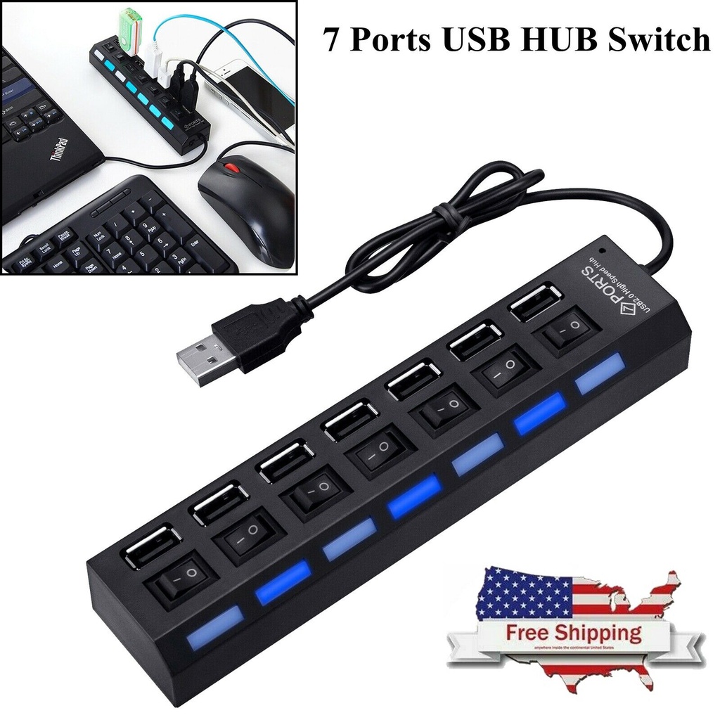 HUB USB 3.0 7 Cổng 5Gbps Bộ Chia USB PC Đa Tốc Độ Cao Bộ Mở Rộng Công Suất