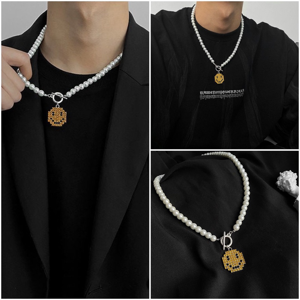 Vòng cổ Ngọc Trai Mặt Cười Đơn Giản Cho Cặp Đôi