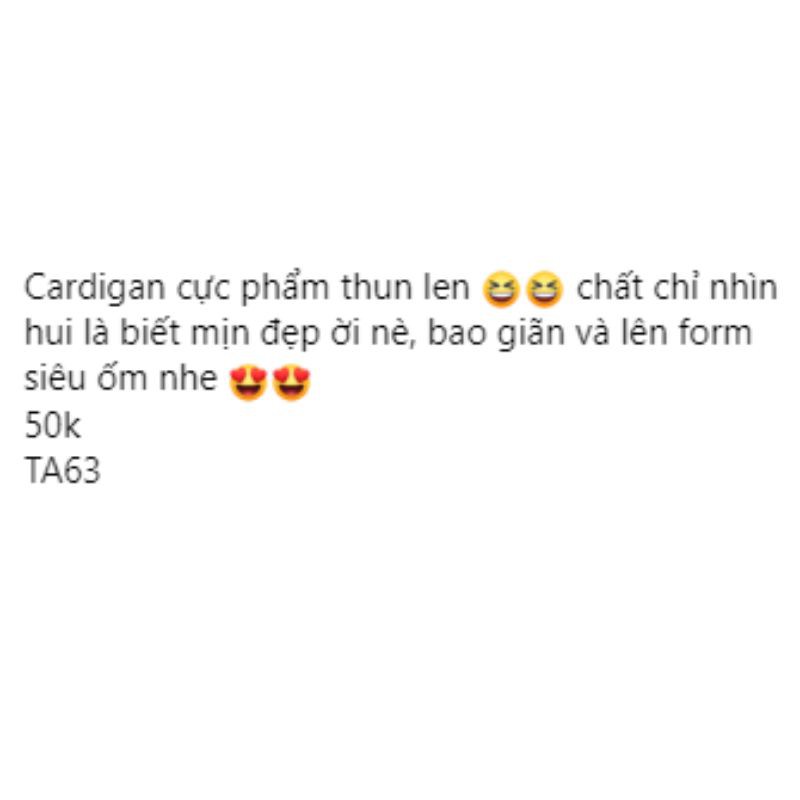 Áo khoác Thun Len cardigan. TA63