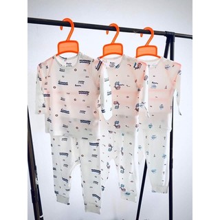 Bộ dài tay Avaler cài vai sợi tre họa tiết tiên cá, đoàn tàu, giọt nước (shop Chuongvang)