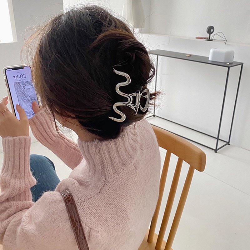 Kẹp Tóc Lượn Sóng Bằng Kim Loại Cỡ Lớn Thời Trang Hàn Quốc