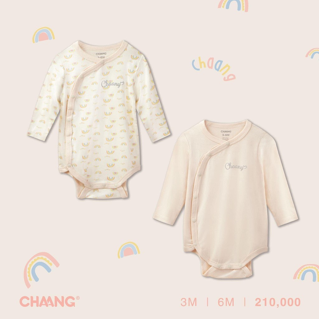 [CHAA NG] Set 2 body chip dài tay cúc chéo cotton sơ sinh bé trai, bé gái