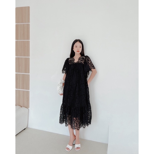 Đầm Ren Đuôi Cá Thiết Kế Tay Cánh Tiên Phom Suông Ren Tỉa Chân Tỉ Mỉ Mặc Đi Tiệc Hay Đi Làm Cực Xinh