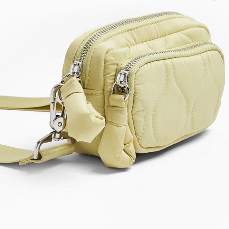 TNS-Túi đeo chéo form hộp mini dây đeo bản to cá tính Hottrend Topie nylon crossbody bag-màu hồng đen và xanh bơ