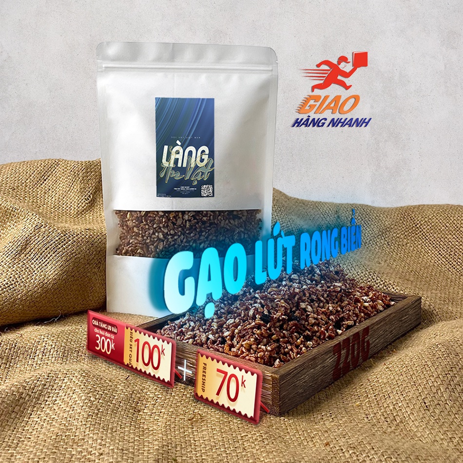 Gạo lứt rong biển sấy 220G Làng Ăn Vặt, đồ ăn vặt Đà Lạt thơm ngon bổ rẻ