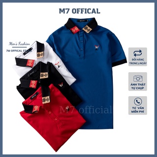 Áo thun polo nam ngắn tay có cổ cổ hoa