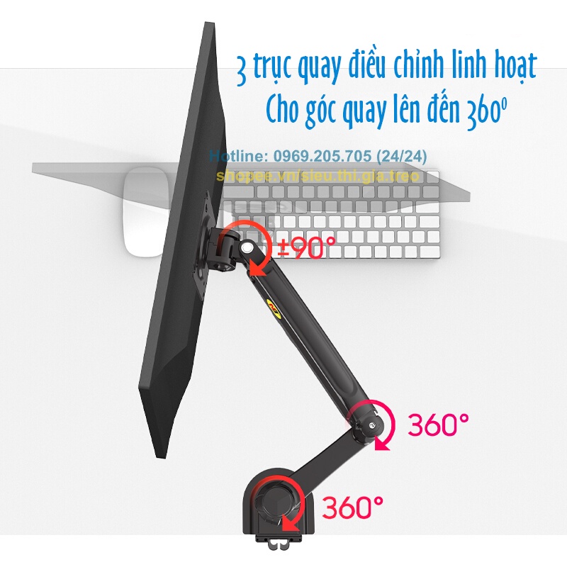 H100 Giá treo màn hình máy tính NB H100 –Tay treo màn hình đa năng -Xoay 360 độ (Màn hình 17-30 inch) [Rẻ Hơn NB F100A]