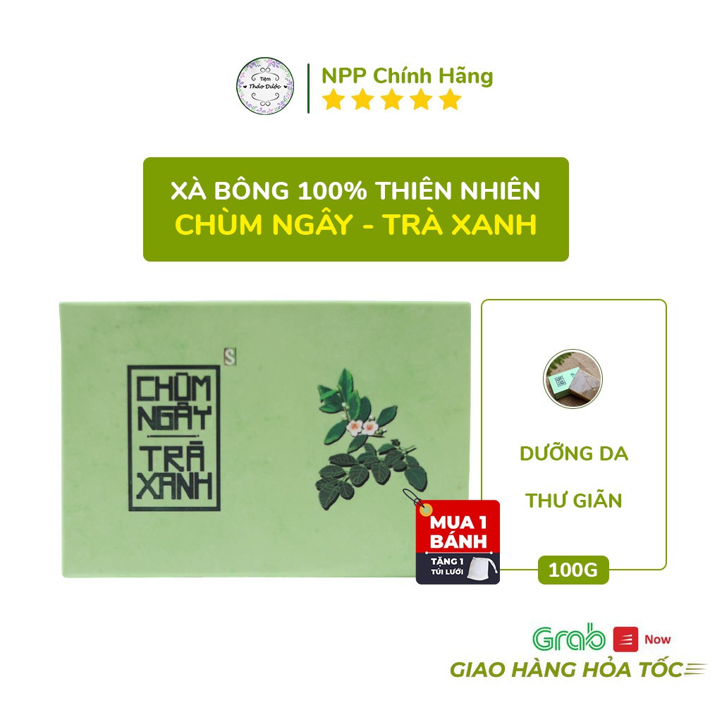 Xà Phòng Sinh Dược- Xà Bông Chùm ngây Trà xanh - Ngừa mụn VNL (Bánh 100gr)