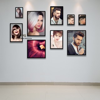 Bộ 9 Khung Ảnh Treo Tường Tặng Free Bộ Ảnh Trang Trí Salon Tóc Nam Nữ Cực Đẹp - Khung Hình Phạm Gia PGC227