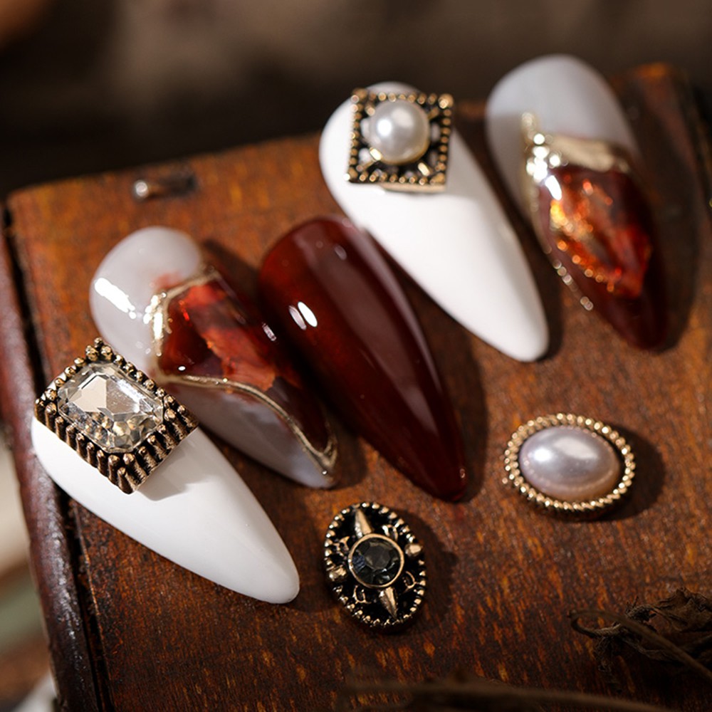 Hạt Charms Phụ Kiện Trang Trí Móng Tay Phong Cách Vintage