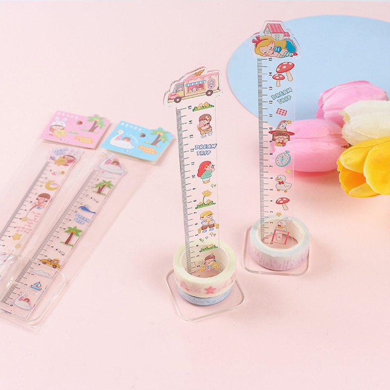 Set 4 Thước Kẻ Thẳng Bằng Nhựa Acrylic 15cm Dành Cho Học Sinh