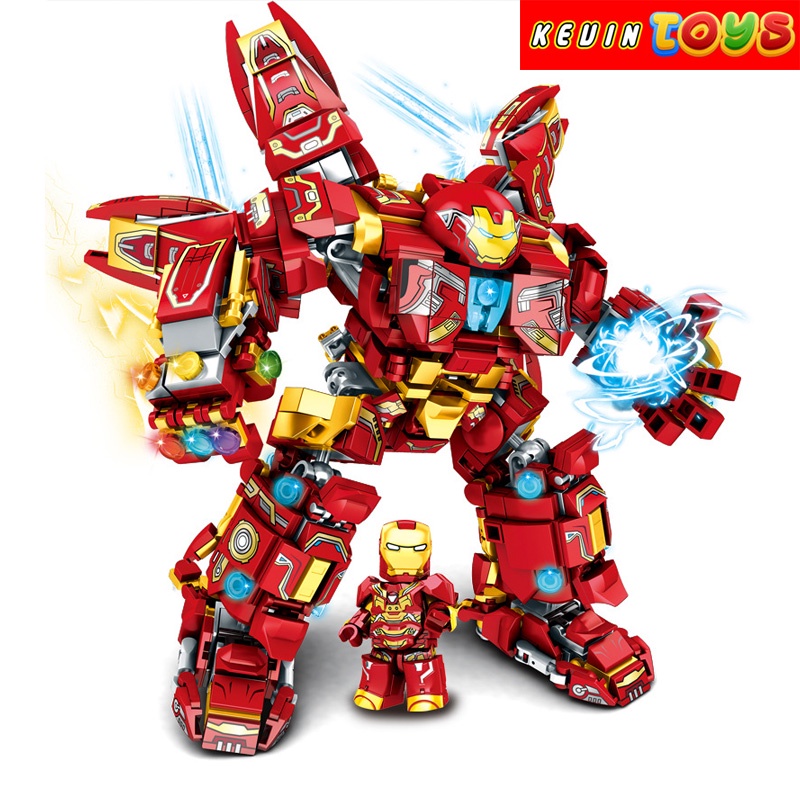 Đồ Chơi Lắp Ráp Kiểu Lego Mô Hình Robot Anti-Hulk Buster Steel Mecha Cùng Găng Tay Vô Cực LY76038-13 Với 820+ Mảnh Ghép