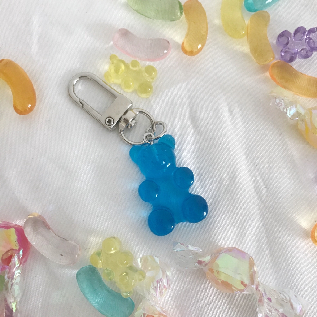 Móc khóa mặt gấu đầy màu sắc thú vị