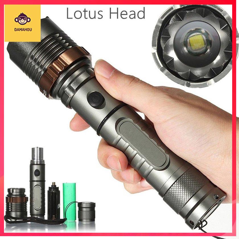 【Trong kho】Elfeland Chiến thuật quân sự T6 Đèn pin LED Pin Power Zoomable Torch