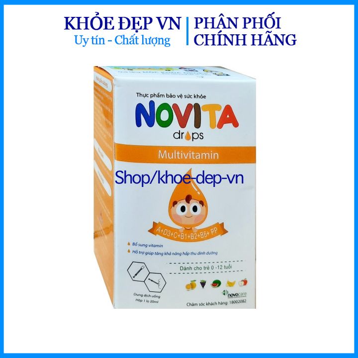 Vitamin tổng hợp NOVITA DROPS Bổ sung vitamin thiết yếu dạng nhỏ giọt chính xác giúp bé phát triển toàn diện – Lọ 30ml