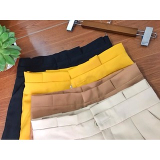 Quần baggy nữ cạp bèo, quần baggy lưng cao cạp xếp ly