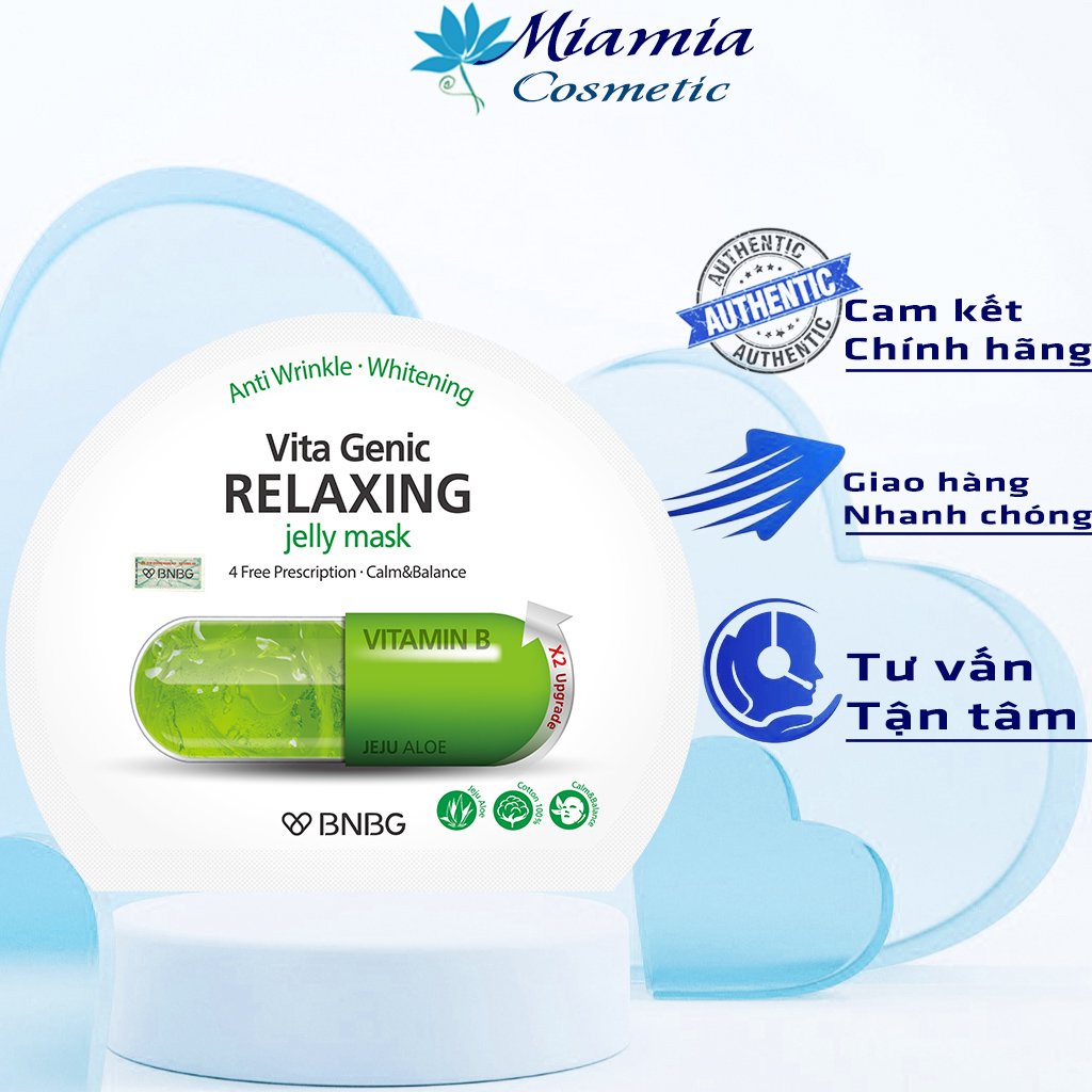 Mặt Nạ BNBG Xanh Lá  Hỗ Trợ Phục Hồi Da Hư Tổn Vita Genic Relaxing Jelly Mask Vitamin B
