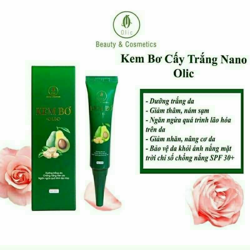 Kem Bơ Cấy Trắng Nano Olic 3in1. kem dưỡng trắng da bơ 20ml.