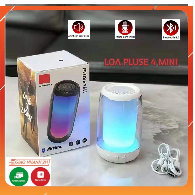 Loa Bluetooth Pluse 4 Mini Không Dây Phiên Bản Cao Cấp Âm Thanh Sống Động, Bass Cực Căng, Đèn Led Nháy Nhiều Màu.