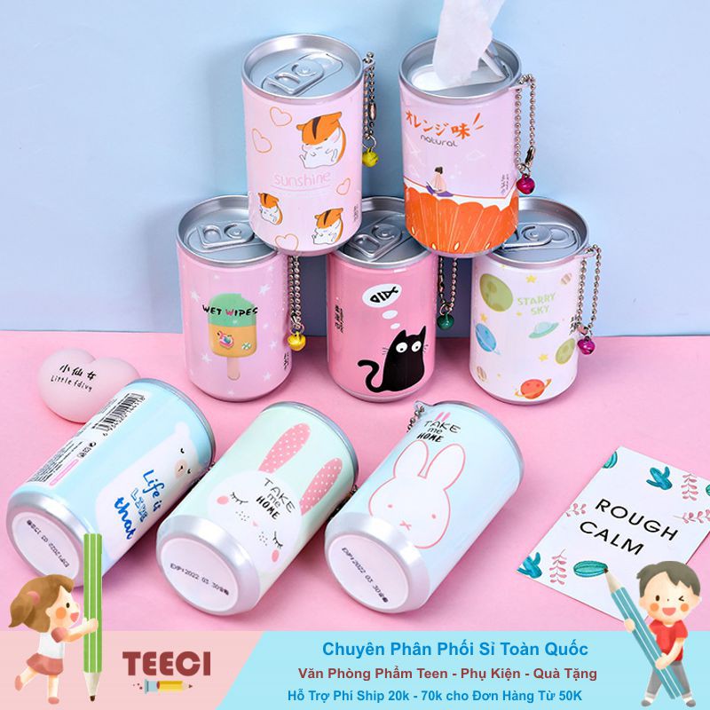 &lt;Ảnh Thật Shop Chụp&gt; Set 30 Khăn Giấy Ướt Đựng Trong Lon Nước Ngọt Độc Đáo Teeci619