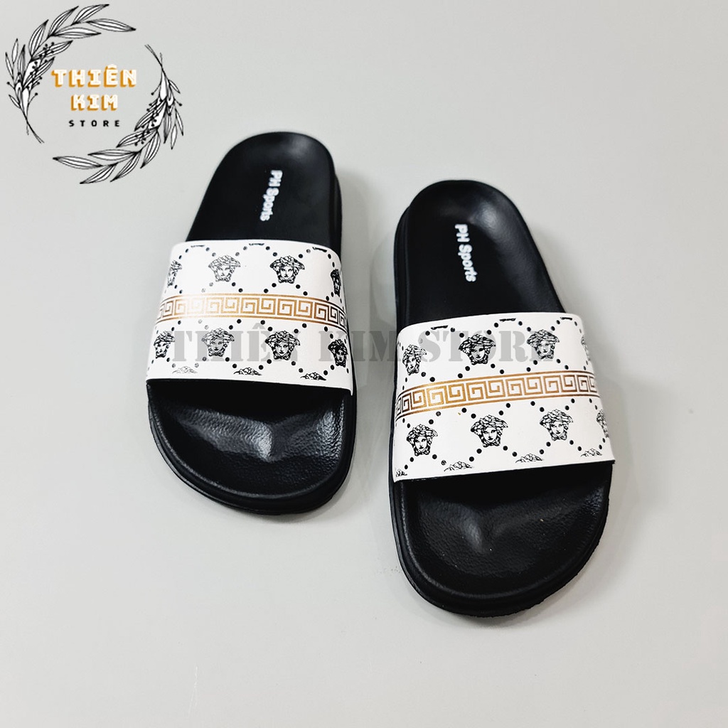 Dép nam nữ quai ngang quai nút thời trang 2 màu trắng đen D7726