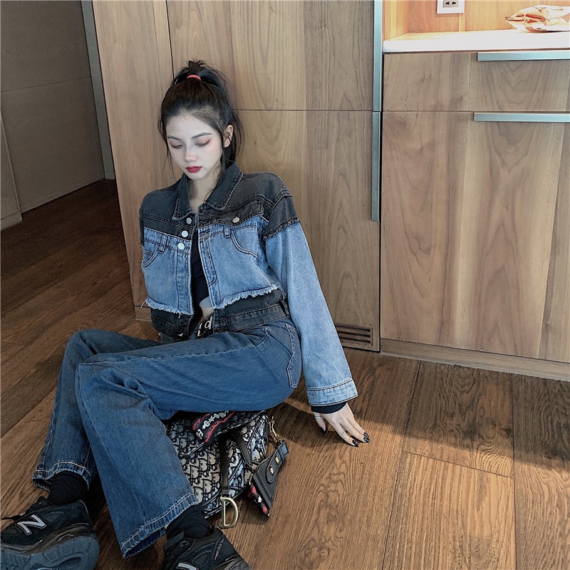 Áo khoác Denim dáng rộng thời trang mùa đông cá tính cho nữ