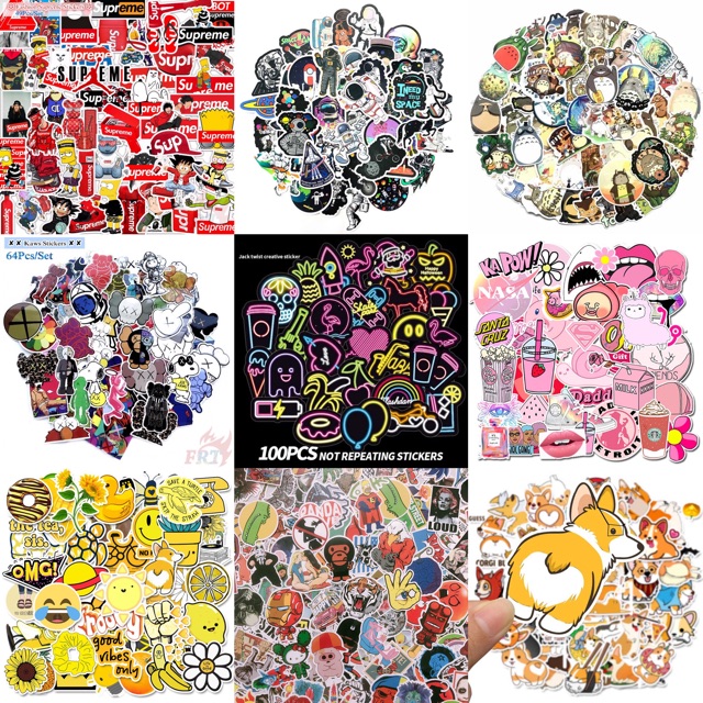 50 miếng Sticker cute dán vali, nón bảo hiểm, xe nhiều kiểu chất liệu chống thấm nước
