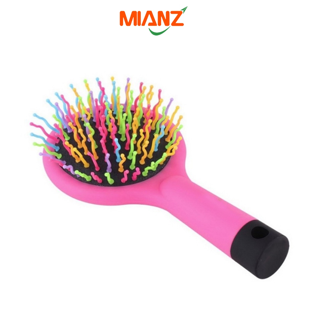 Lược chải tóc gỡ rối kèm gương 2in1 giúp hạn chế làm tóc hư tổn gãy rụng Mianz Store