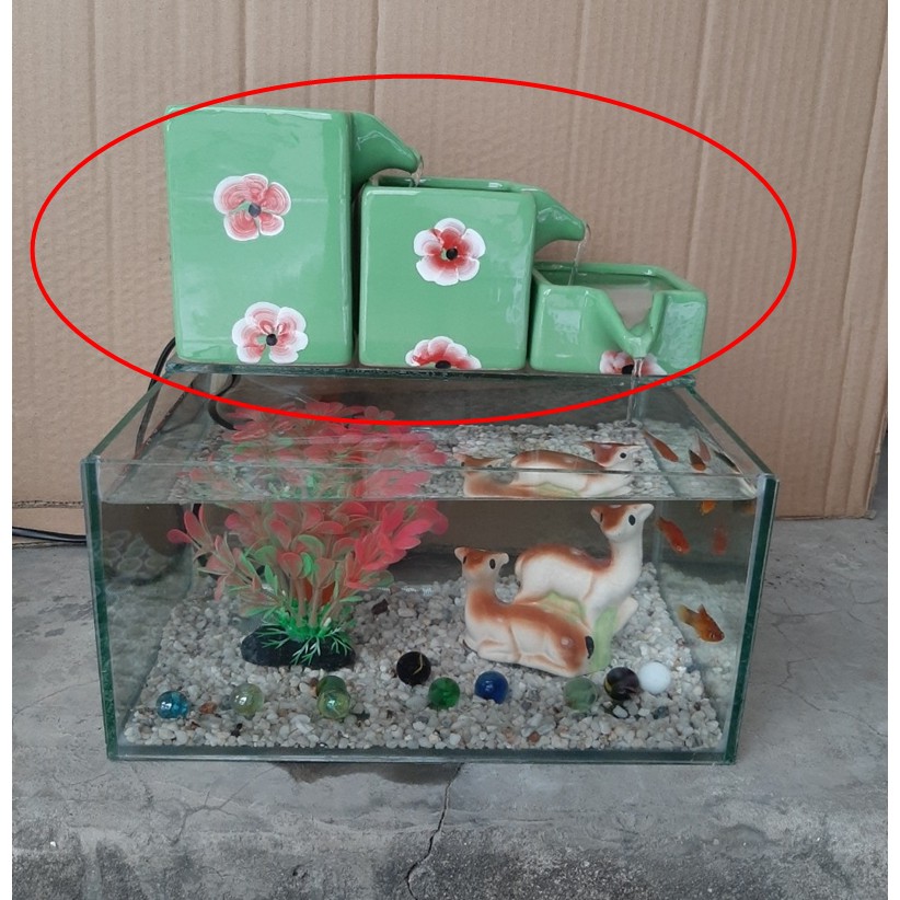 Bộ 3 thác nước phong thủy Bát Tràng kèm theo máy bơm chìm (không kèm bể kính)