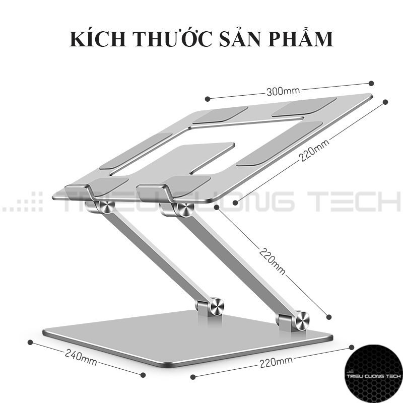 Giá Đỡ Laptop Triều Cường Tech Chất Liệu Hợp Kim Cao Cấp Tản Nhiệt Nâng Hạ Điều Chỉnh Độ Cao Gấp Gọn Size 10-18 Inches