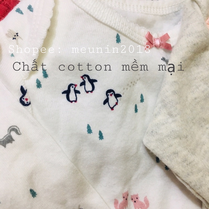 Bodysuit, body chip DÀI TAY cotton mềm cho bé trai bé gái đáng yêu