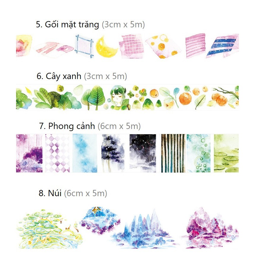 Băng dính washi tape trang trí planner WST131