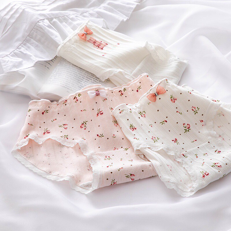 Quần lót nữ cotton gân tăm cao cấp hoa hồng 1718