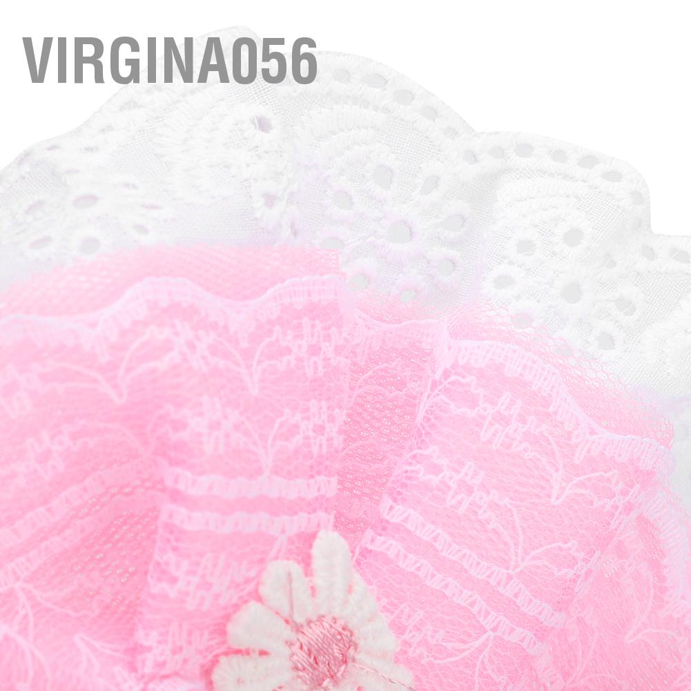 Virgina056 Dễ thương Ren Bowknot Pet Nước bọt Khăn quàng cổ Yếm nước dãi có trang trí chuông cho chó mèo màu hồng